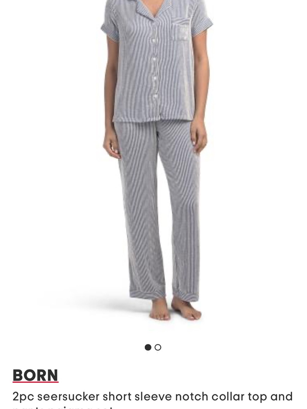 Born Navy and White Striped Cotton Pajama Top